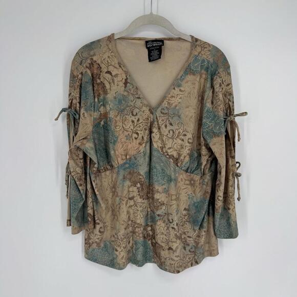 Vintage y2k 90s top shirt womens 2x tan babydoll no boundaries goblin fairy plus - Picture 1 of 5